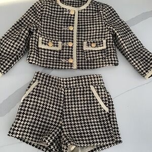 Janie and Jack 2 Piece Jacket & Short Set, Size 12-18 Months,  Color black/beige